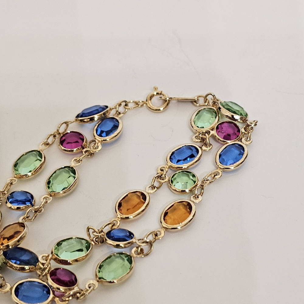 Gorgeous Bezel Set Swarovski Crystal Colorful Vintage Bracelet. ✨️ - Picture 10 of 13